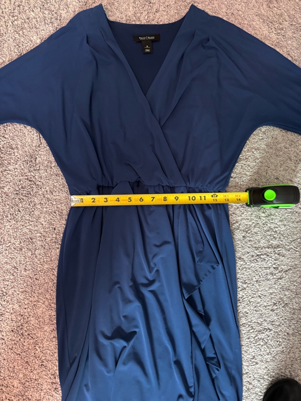 WHBM Blue Wrap Dress Size 8 Faux Wrap Ruffle Sleeve Career Size 8 - Picture 12 of 17
